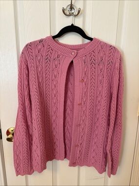 Vintage Pink Lace Knit Cardigan